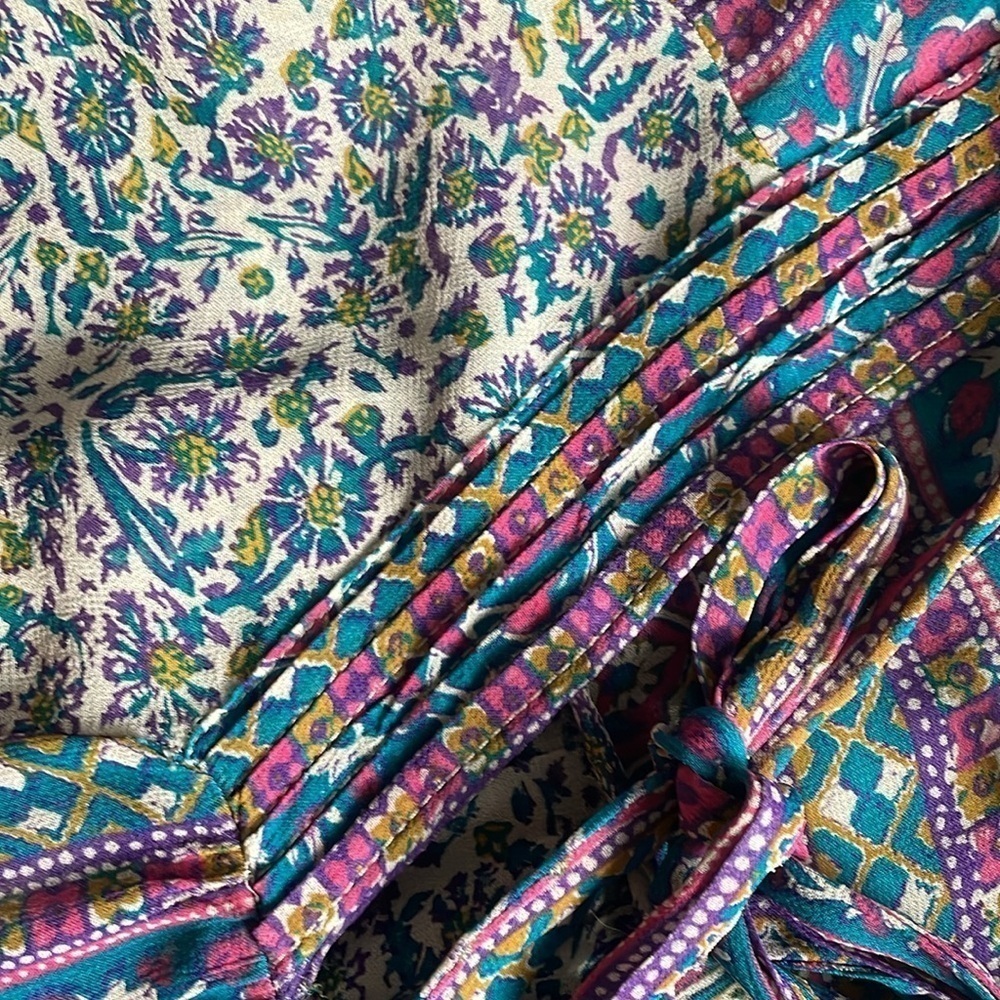 Lucky Brand Jewel Toned Tunic Blouse Size S Multicolored Boho Chic Whimsigoth - Picture 12 of 13